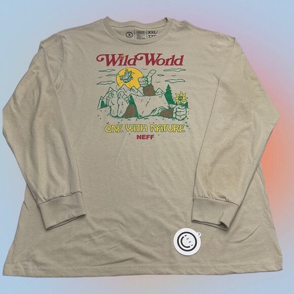 NEFF Men’s 2XL Tan Long Sleeve Tan WILD WORLD NATURE Shirt - Picture 2 of 2